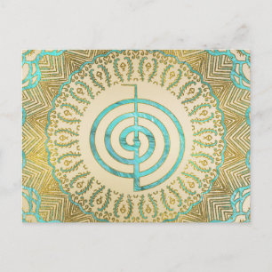 Pastel und Gold Choku Rei Symbol in Mandala Postkarte