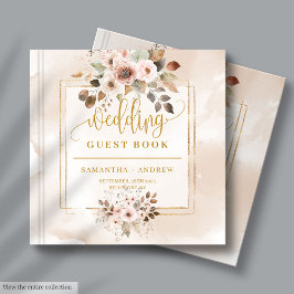 Pastel und Gold Herbst Florals Hochzeitsgast-Büche Gästebuch