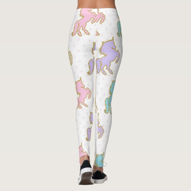 Pastel und Gold Unicorn Leggings (Rückseite)