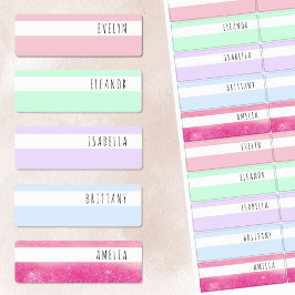 Pastel und Shimmer Skinny Schriftart Wasserfester  Etiketten