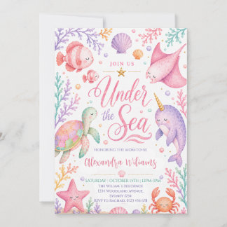 Pastel Under the Sea Girl Baby Shower Einladung