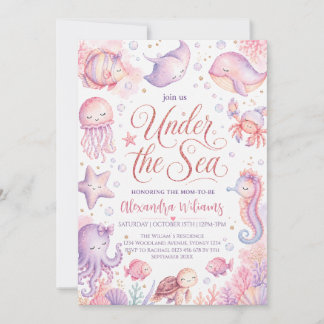 Pastel Under the Sea Ocean animals Baby Shower Einladung