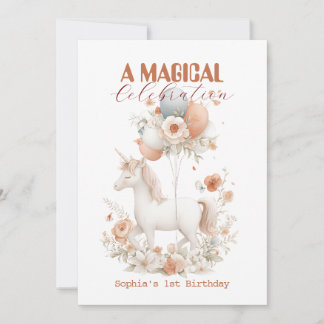 Pastel Unicorn 1. Geburtstag Einladung