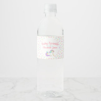 Pastel Unicorn Baby Sprinkle Wasserflaschenetikett