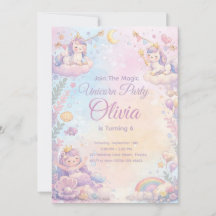 Pastel Unicorn Birthday Invitation Editable