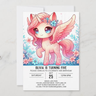 Pastel Unicorn Digitaler Geburtstag Einladung