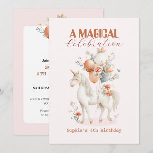 Pastel Unicorn Geburtstag Einladung