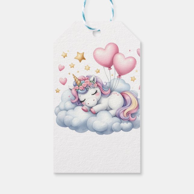 Pastel Unicorn Geschenkanhänger (Rückseite)