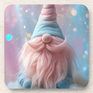 Pastel Unicorn Gnome/Gonk mit flauschig rosafarben Getränkeuntersetzer