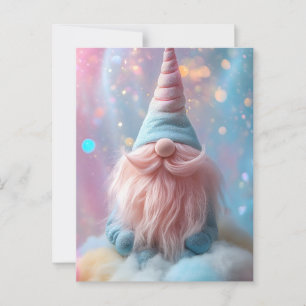 Pastel Unicorn Gnome/Gonk mit flauschig rosafarben Postkarte