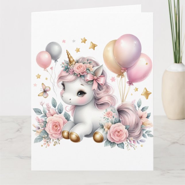 Pastel Unicorn Karte (Vorderseite)
