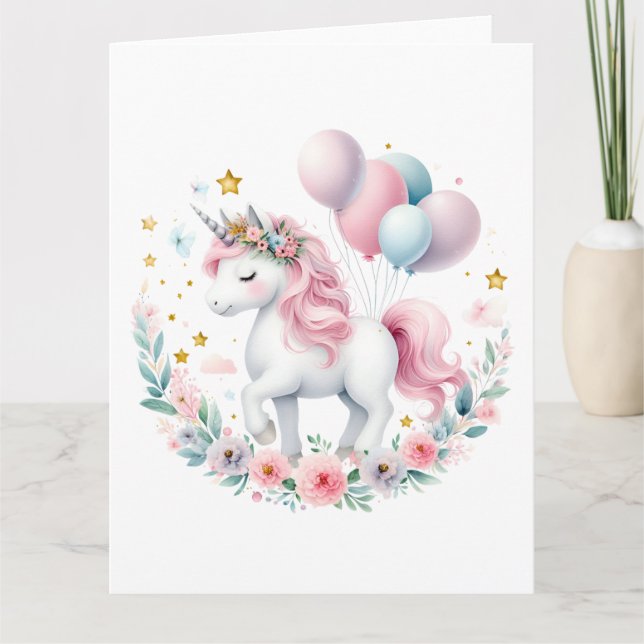 Pastel Unicorn Karte (Vorderseite)