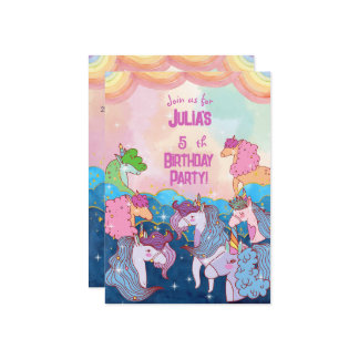 Pastel Unicorn Kindergeburtstag Einladung