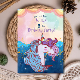 Pastel Unicorn Kindergeburtstag Einladung