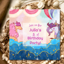 Pastel Unicorn Kindergeburtstag Einladung