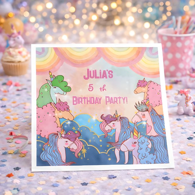 Pastel Unicorn Kindergeburtstag Paper Serviette (Von Creator hochgeladen)