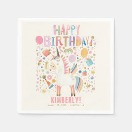 Pastel Unicorn Niedlich Modern Birthday Party Serviette