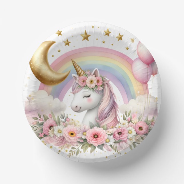Pastel Unicorn Pappteller (Vorderseite)