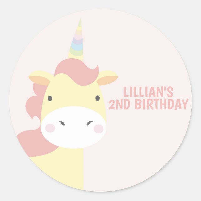Pastel Unicorn Party Runder Aufkleber (Vorderseite)