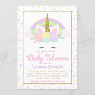 Pastel Unicorn Rainbow Baby Dusche Mädchen Einladu Einladung