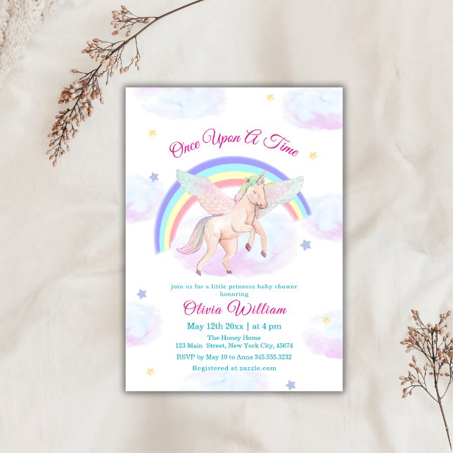 Pastel Unicorn Rainbow Fairytale Baby Shower Einladung (Pastel Unicorn Rainbow Fairytale Baby Shower Invitation)