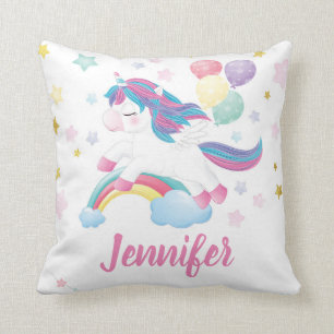 Pastel Unicorn Rainbow Personalisiert Name Kissen