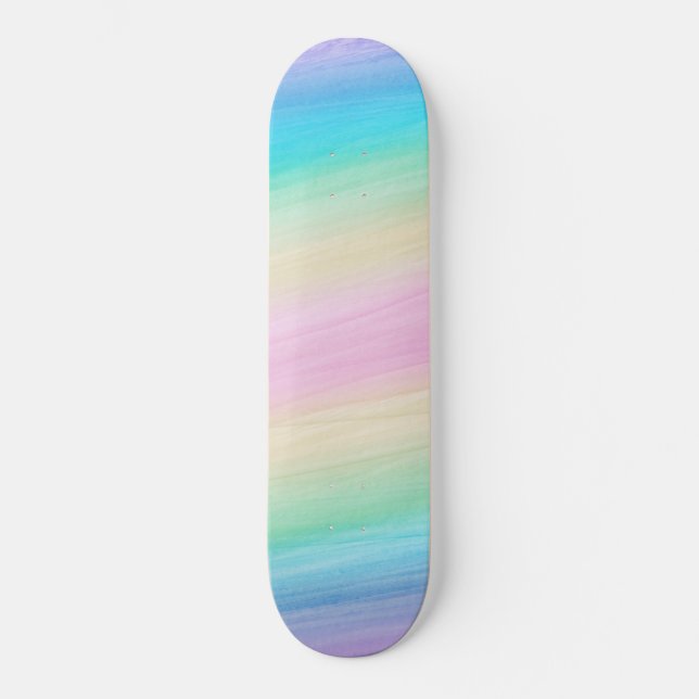 Pastel Unicorn Rainbow Watercolor #2 Skateboard (Vorderseite)