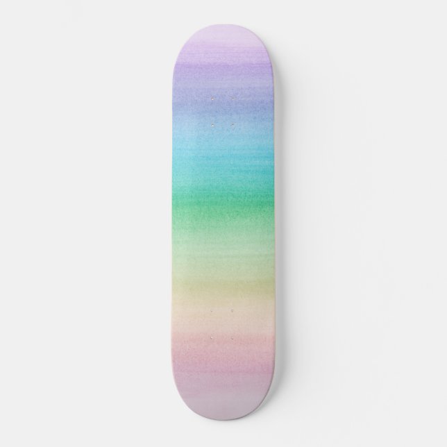 Pastel Unicorn Regenbogen Aquarell Traum Nr. 1 Skateboard (Vorderseite)