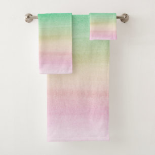 Pastel Unicorn Regenbogen Wasserfarbe Traum Nr. 1 Badhandtuch Set