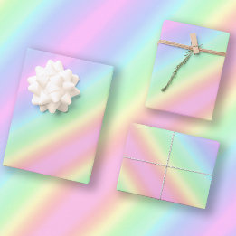 Pastel Unicorn Regenbogenstreifen grau Geschenkpapier Set