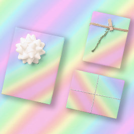 Pastel Unicorn Regenbogenstreifen grau Geschenkpapier Set