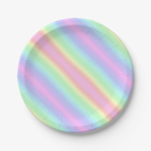 Pastel Unicorn Regenbogenstreifen grau Pappteller