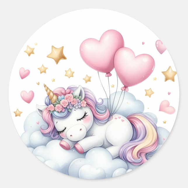 Pastel Unicorn Runder Aufkleber (Vorderseite)