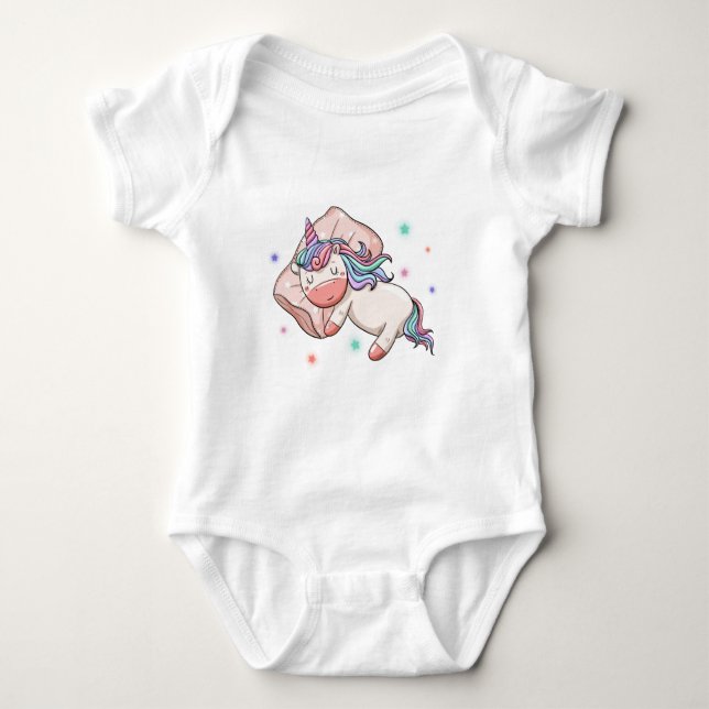 Pastel Unicorn schlafen Baby Strampler (Vorderseite)