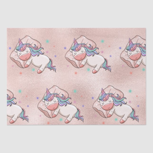 Pastel Unicorn Schlafen Seidenpapier (Vorderseite)
