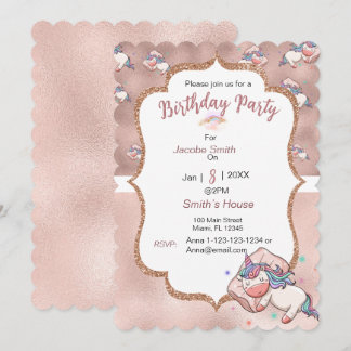 Pastel Unicorn schlafend Gruß Einladung