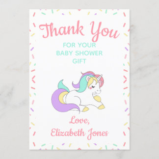 Pastel Unicorn Sprinkle Babydusche Danke Karte