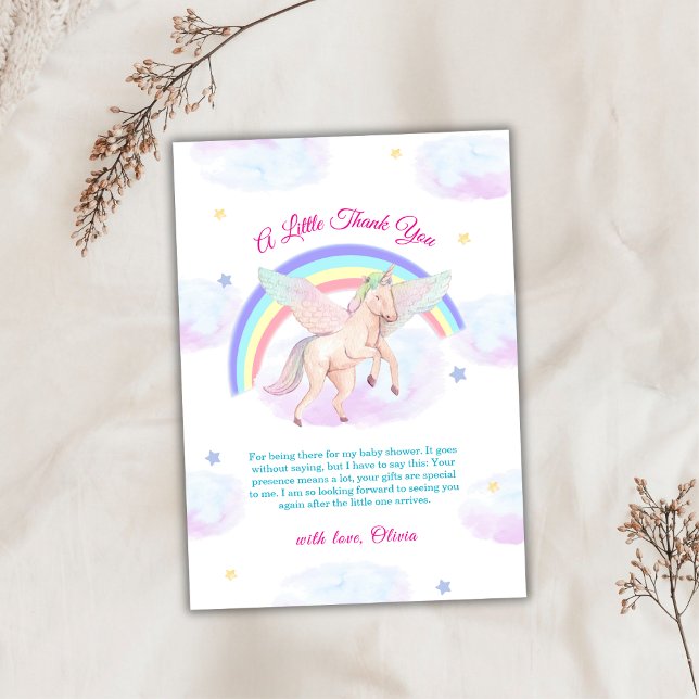 Pastel Unicorn Star Rainbow Fairytale Baby Shower  Dankeskarte (Pastel Unicorn Star Rainbow Fairytale Baby Shower Thank You Card)