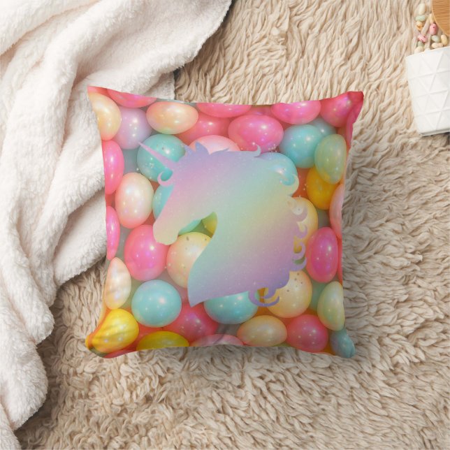 Pastel Unicorn Throw Pillow | Magical Rainbow Home Kissen (Decke)