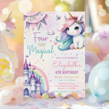 Pastel Unicorn Vier mal Magische 4. Geburtstag