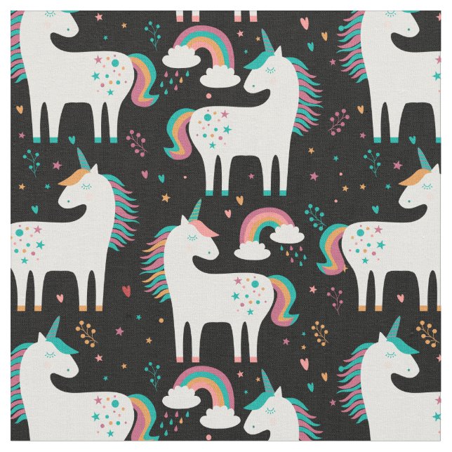 Pastel Unicorns & Rainbows Stoff (Nahaufnahme)