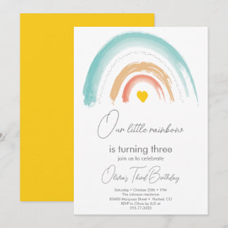 Pastel Unsere kleine Rainbow-Geburtstagsparty Einladung