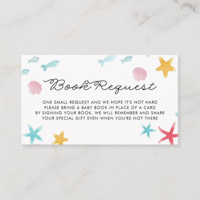 Pastel unter der Sea Baby Shower Book Request Card Platzkarte (Vorderseite)