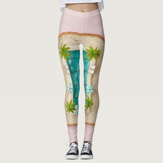 Pastel Vaporwave Pool Toast Leggings (Vorderseite)