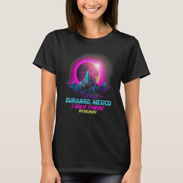 Pastel Vaporwave Total Solar Eclipse 2024 Durango  T-Shirt (Vorderseite)