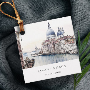 Pastel Venice Italy Canals Watercolor Wedding Geschenkanhänger