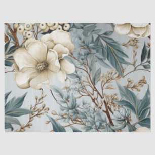 Pastel Vintag Inspiriert Winter Blue Floral Seidenpapier