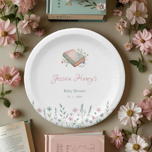Pastel Vintag Storybook Wildblume Kinderdusche Pappteller