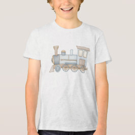 Pastel Vintage Steam Train Locomotive Illustration Tri-Blend Shirt