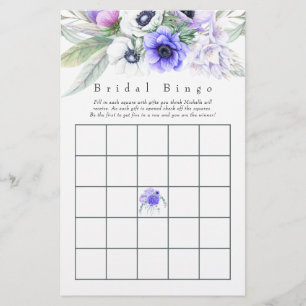Pastel Violet Floral Brautparty Bingo